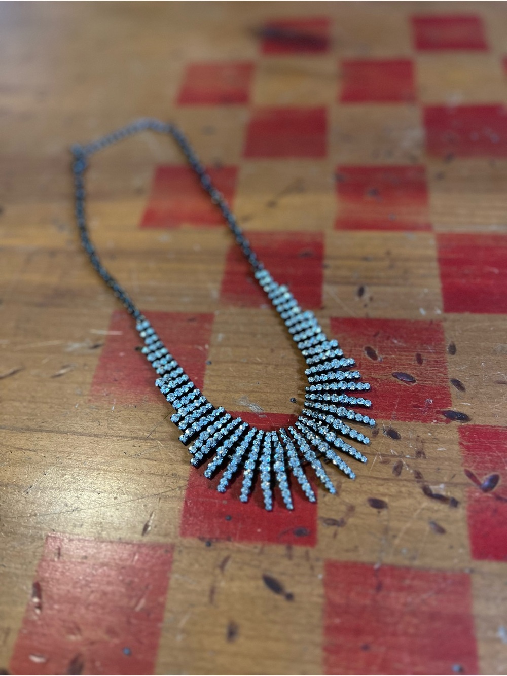 Black-Tone Crystal Fan Statement Necklace - Women Jewelry